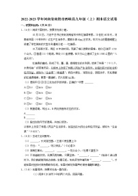 河南省南阳市西峡县2022-2023学年九年级上学期期末考试语文试卷