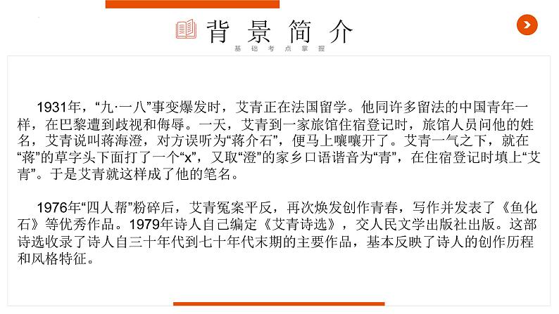 中考语文名著复习--《艾青诗选》复习课件第4页