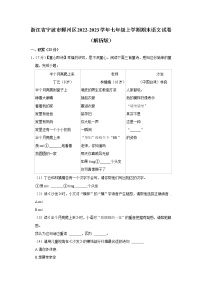 浙江省宁波市鄞州区2022-2023学年七年级上学期期末考试语文试卷（含答案）