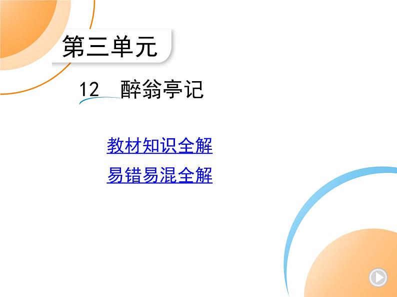 九年级语文上册03-第三单元 02-12醉翁亭记课件+同步试卷01