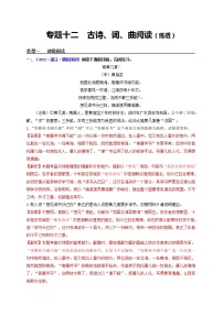 中考语文一轮复习 专题12  古诗、词、曲阅读（练透）（一）-【2022讲通练透一轮】