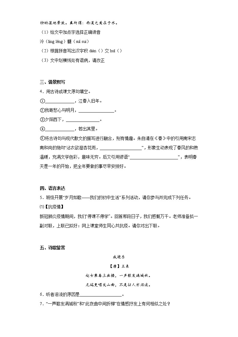 宁夏2023年中考语文考前适应性训练（十）第2页