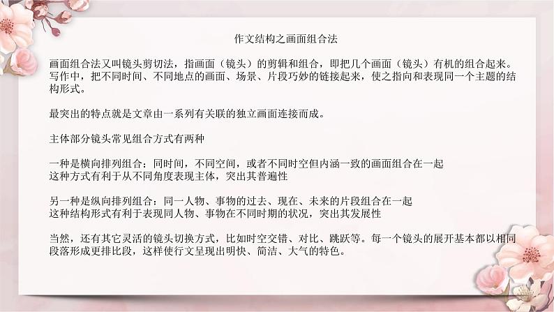 作文结构之画面组合法（小标题结构）课件  2023年中考语文一轮复习04
