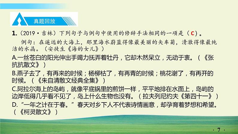 中考语文总复习8.第一部分 基础知识及运用-句子仿写·修辞-专题二  修辞课件第7页