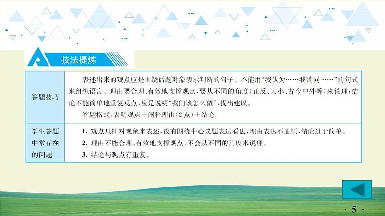 中考语文总复习13.第一部分 基础知识及运用-综合性学习-专题一  观点表达课件第5页