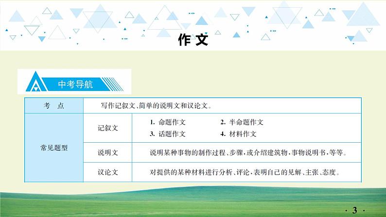 中考语文总复习24.第四部分 作文-专题一  自我生活  成长经历课件第3页