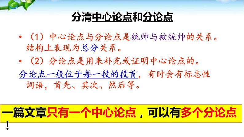 议论文知识点讲解   课件  2023年中考语文二轮专题05