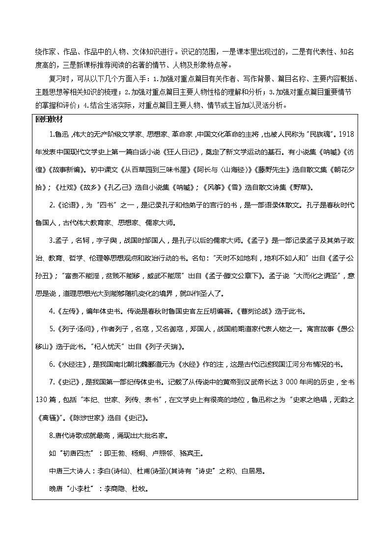 中考语文三轮冲刺过关 回归教材重难点01  文学文化常识（学生版）第3页