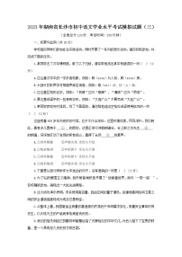 2023年湖南省长沙市初中语文学业水平考试模拟试题（三）（含答案）