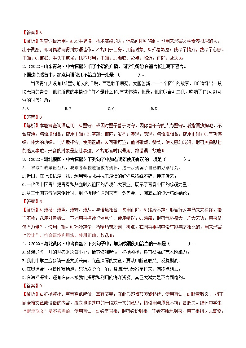 热点03    词语、短语与成语（全国通用）（解析版）第2页