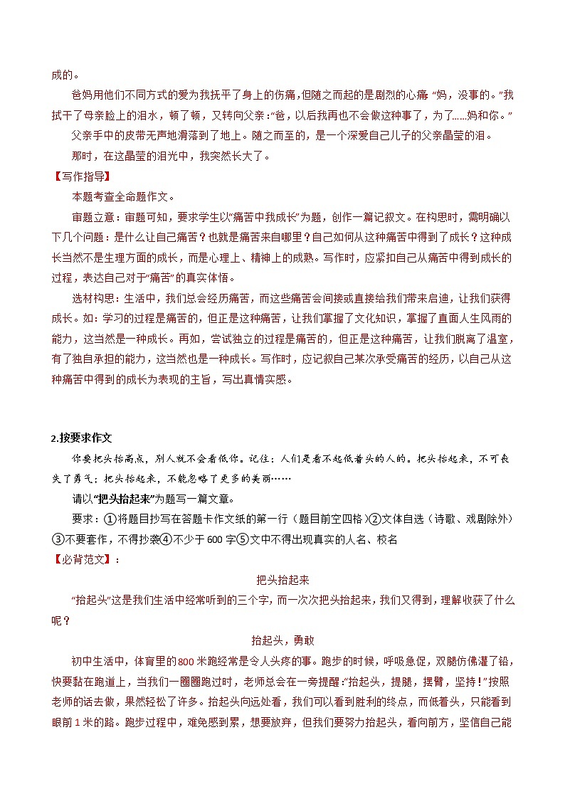 专题02+成长篇-【必背、必备】备战2023年中考语文热点主题作文范文及写作指导第2页
