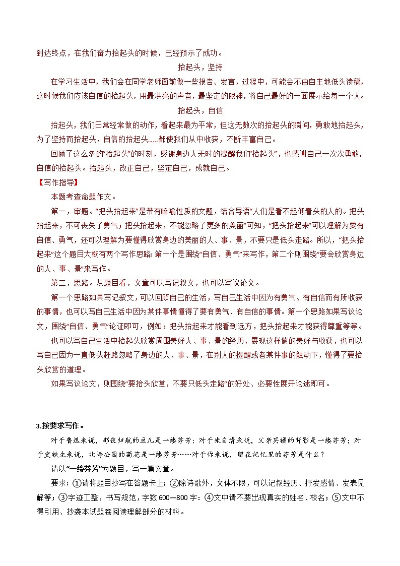 专题02+成长篇-【必背、必备】备战2023年中考语文热点主题作文范文及写作指导第3页