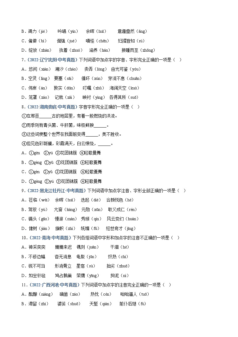 2023年中考语文必刷真题精选 专题01：字音（学生版+教师版）第2页