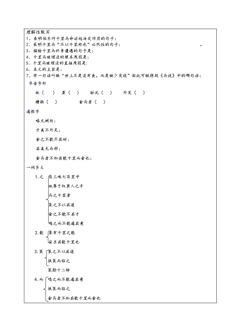 《马说》复习学案02