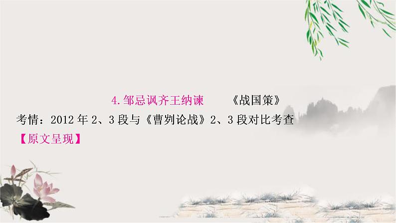 中考语文复习专题4邹忌讽齐王纳谏教学课件第1页