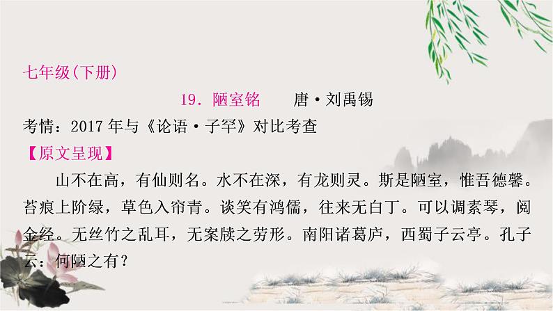 中考语文复习专题19陋室铭教学课件01