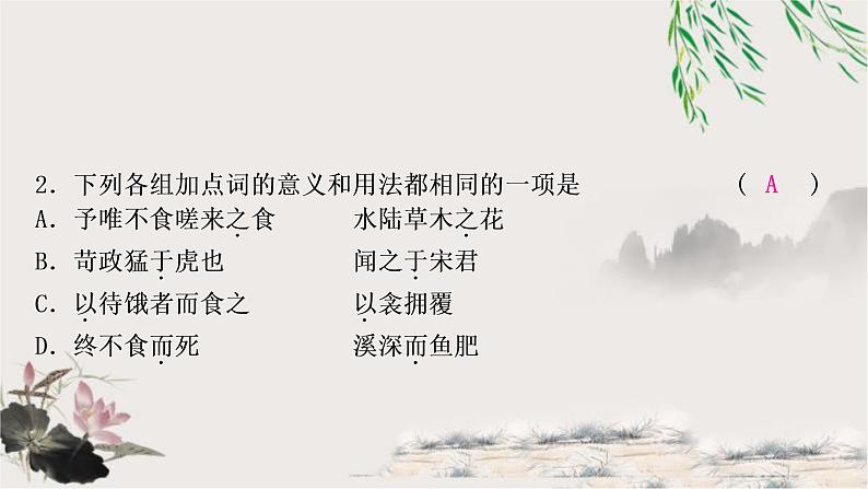 中考语文复习2课外文言文阅读迁移练8个重点虚词迁移训练教学课件05