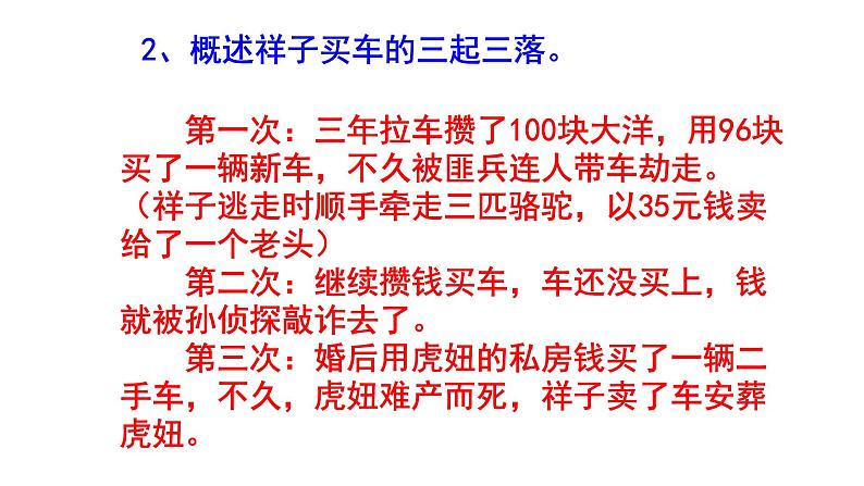 七下语文名著阅读《骆驼祥子》知识点集锦含答案课件PPT第3页