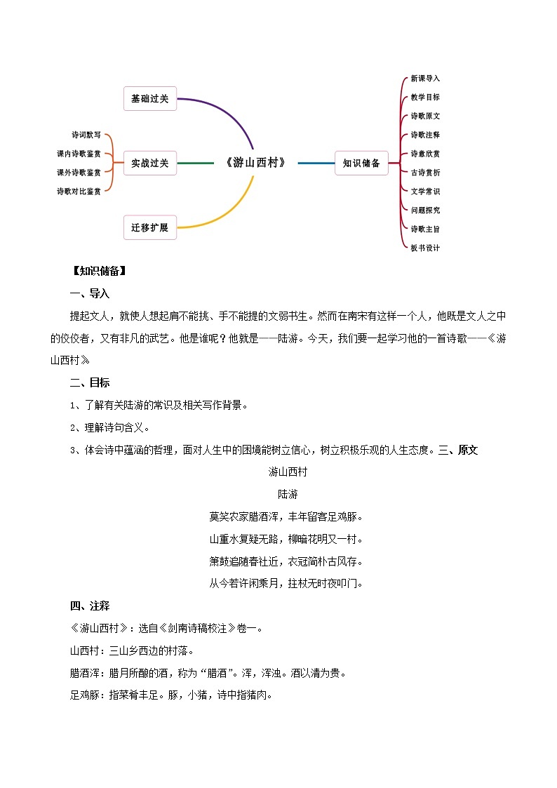 部编版初一语文下册诗文鉴赏及考点解密  专题20《游山西村》诗文鉴赏及考点揭秘（解析版）第2页
