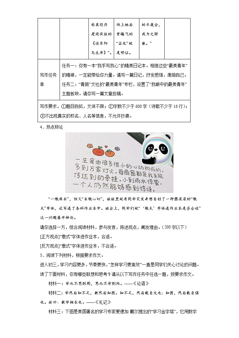 大作文练习-2023年中考语文考前专项练习（浙江绍兴）（原卷版）第3页