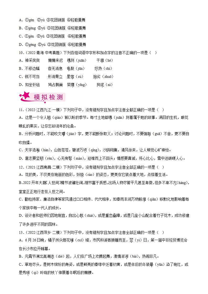 专题01  字音字形【习题精练】-备战2023年中考语文一轮复习考点帮（全国通用）（解析版）第3页