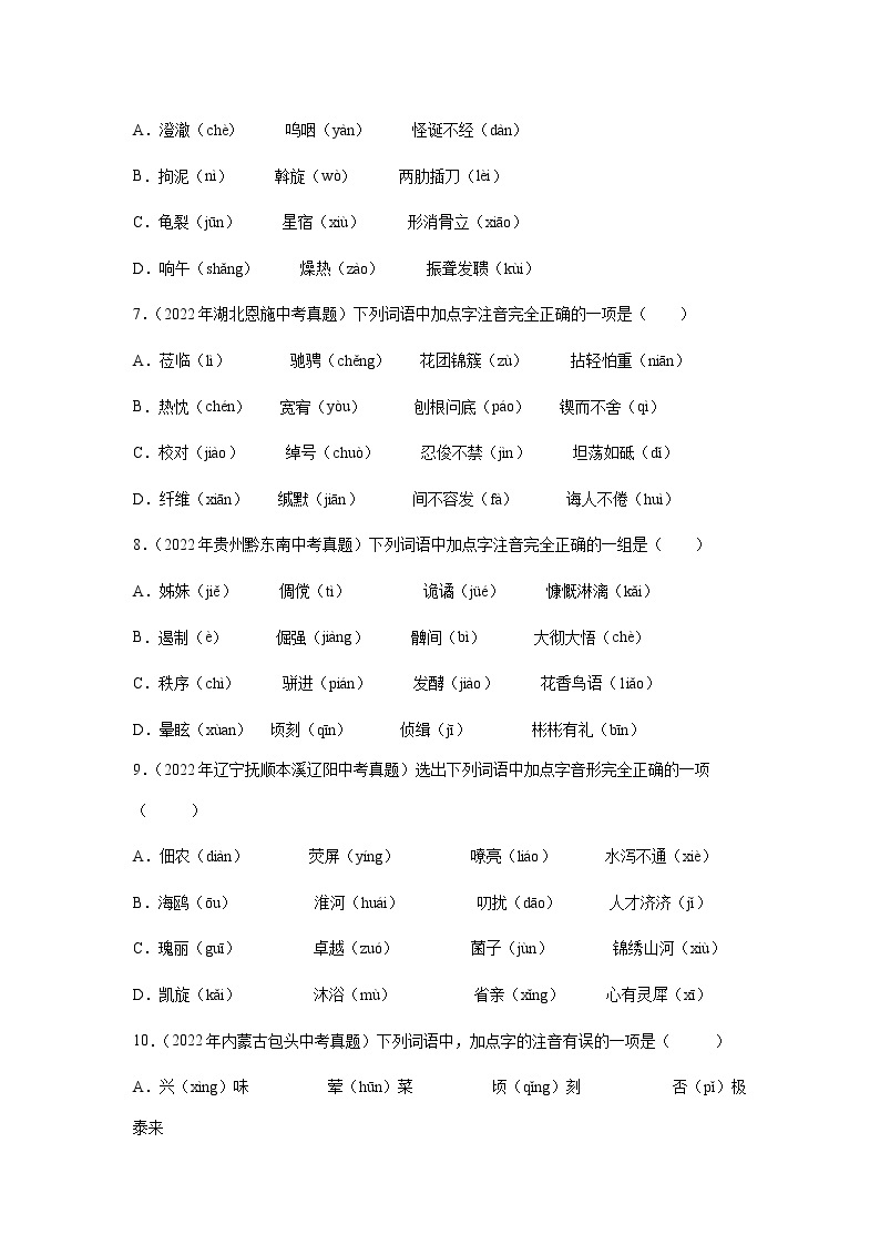 备战2023年中考语文一轮复习通关宝典课件+专题检测  专题01  字音字形03