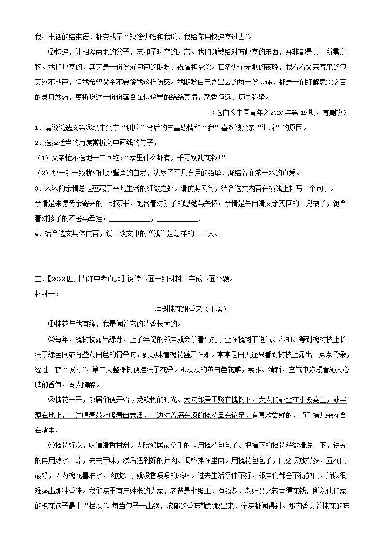 备战2023年中考语文一轮复习通关宝典课件+专题检测  专题09：散文阅读02