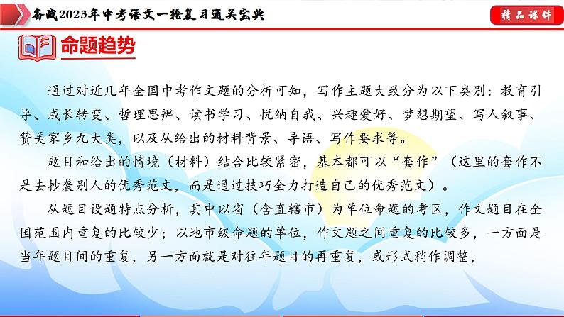 备战2023年中考语文一轮复习通关宝典课件+专题检测  专题31：中考议论文训练04
