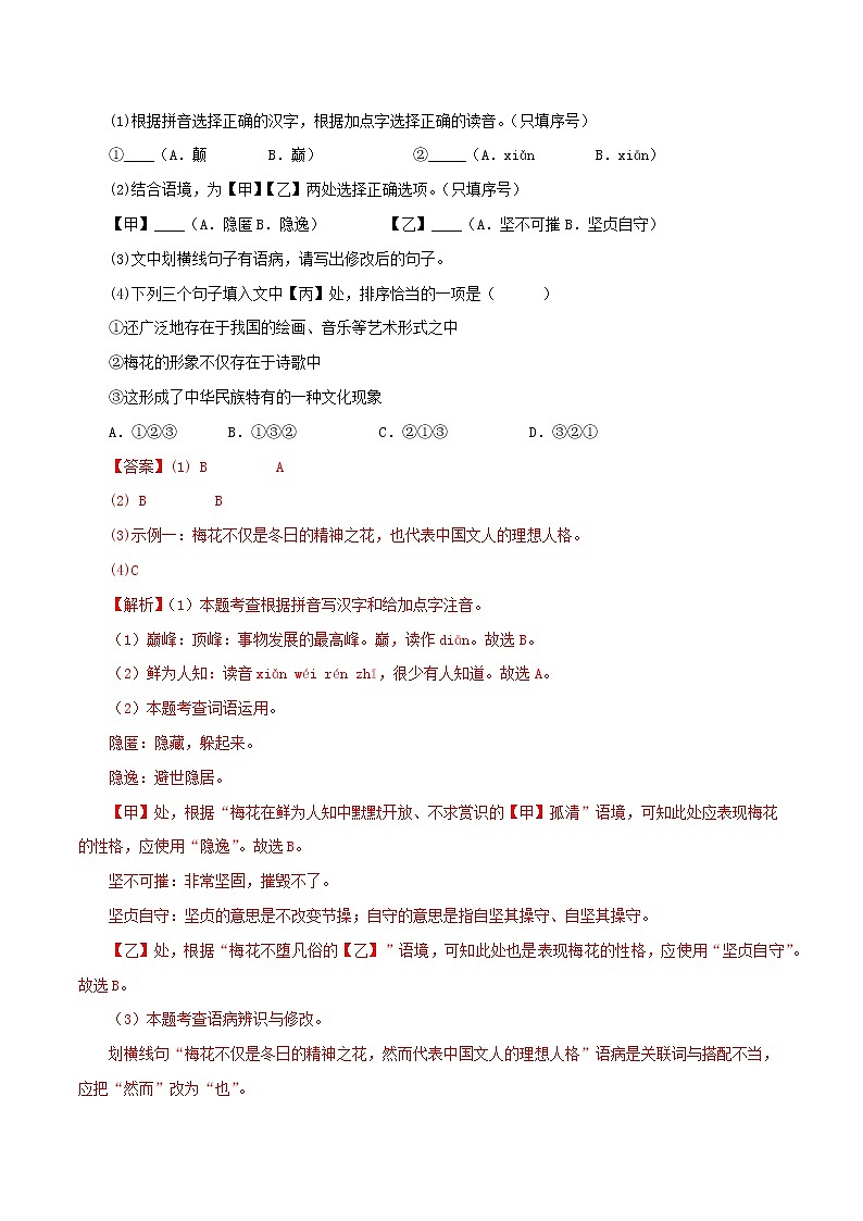 2022-2023年部编版语文七年级下册专项复习精讲精练：专题06：基础知识综合（解析版）第3页