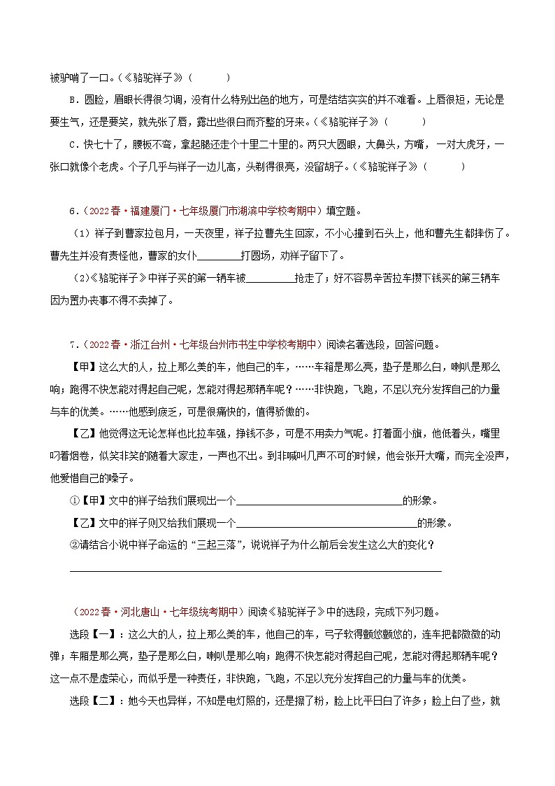 2022-2023年部编版语文七年级下册专项复习精讲精练：专题14：名著阅读（原卷版）第2页