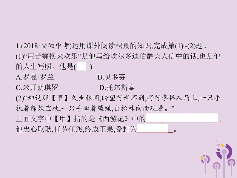 中考语文二轮复习课件第1部分专题3名著导读 (含答案)第2页