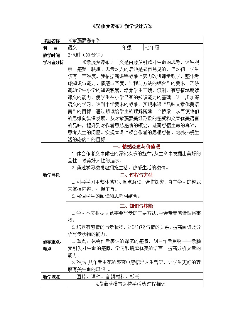 部编版七年级语文下册--18.紫藤萝瀑布（教学设计7）01