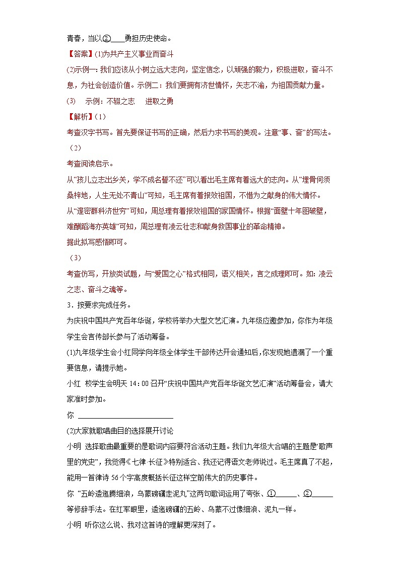 综合性学习练习-2023年中考语文考前专项练习（吉林）（解析版）第3页