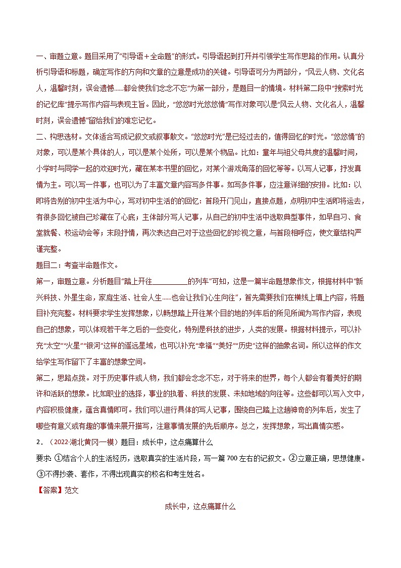 中考语文二轮复习专题11 写作（教师版）第3页