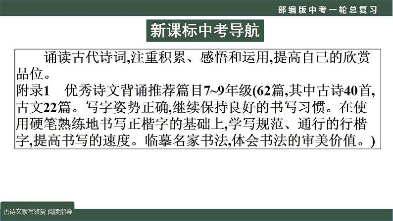 中考语文一轮复习考点讲练测课件专题03  语言文字运用之古诗文默写及鉴赏（阅读指导） (含答案)第3页