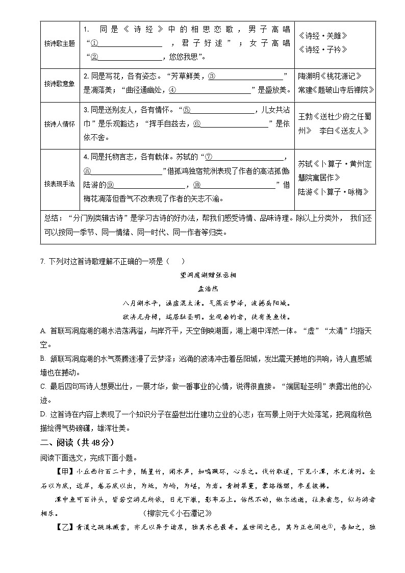 2022-2023学年八年级下学期期中12校联考语文试题（原卷+答案解释）人教部编版第2页