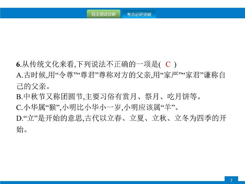 中考语文一轮复习课件专题六　文学文化常识与名著阅读 (含答案)第7页