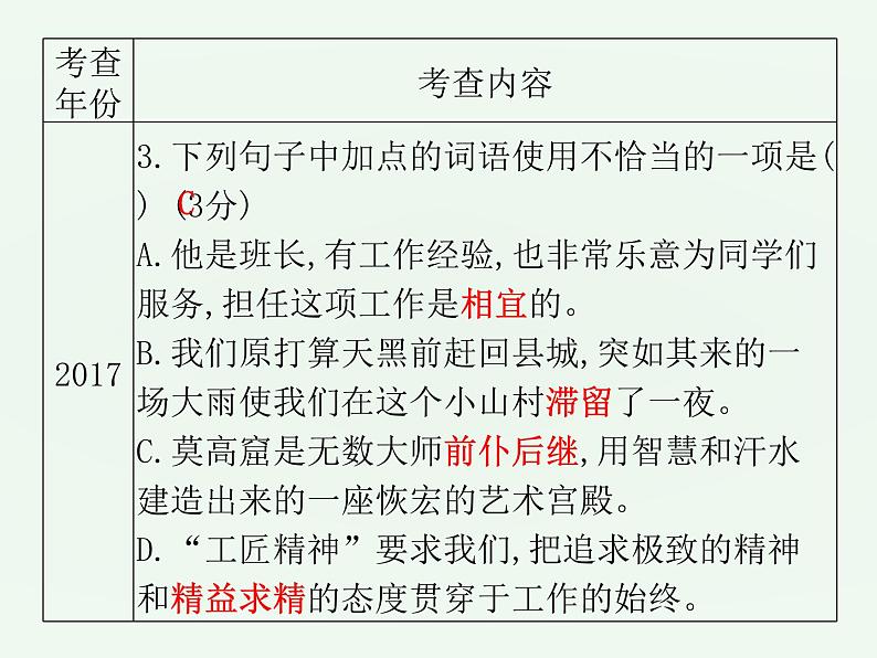 (通用版)中考语文一轮复习课件：第1部分基础词语运用 (含答案)07