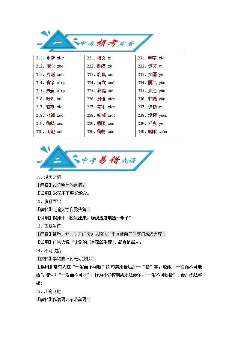 (备战中考)中考语文早读08 频考字音+易错成语+古诗文梳理+战疫人物素材第1页