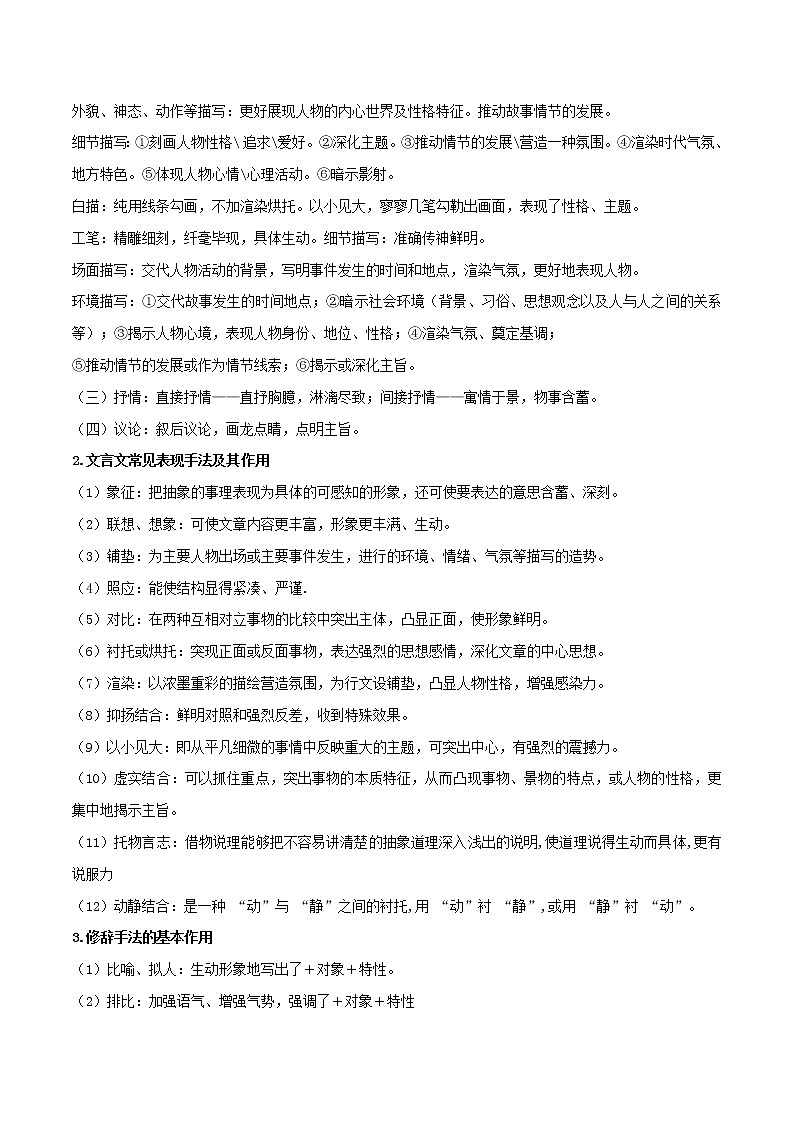中考语文二轮复习文言文专题08 写作手法分析(教师版)第3页