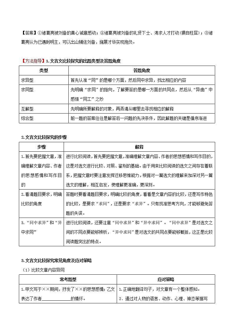 中考语文二轮复习文言文专题11 比较探究(教师版)第2页