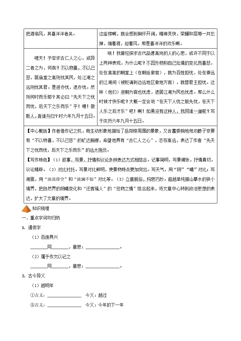 中考语文一轮复习文言文教材梳理练习九年级上册 (含答案)第2页