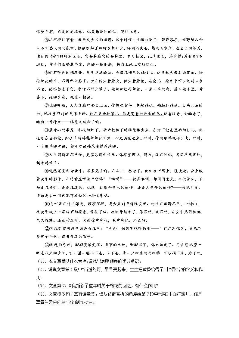 2023年安徽省滁州市定远县城西六校中考模拟考试语文试题03