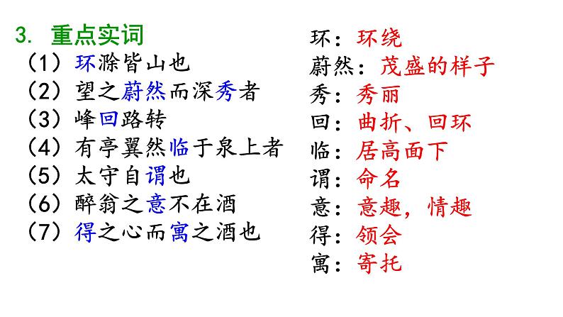 中考一轮文言文复习《醉翁亭记》课件第8页