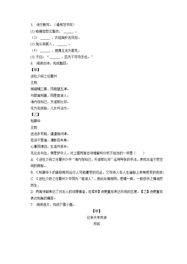 2023年辽宁省沈阳市大东区中考语文一模试卷（含答案解析）02