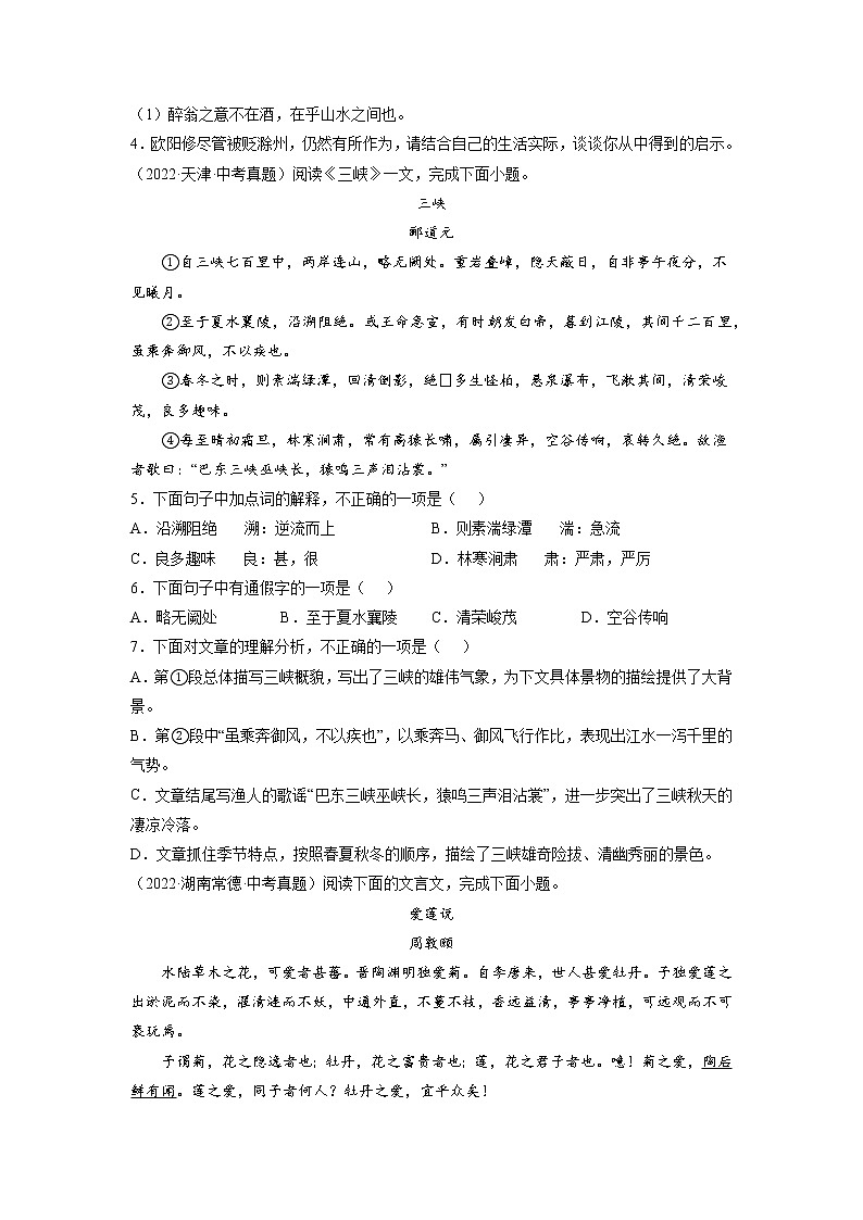 2023年中考语文基础考点精讲精练专项汇编专题11 文言文阅读：山水游记(原卷版)第2页