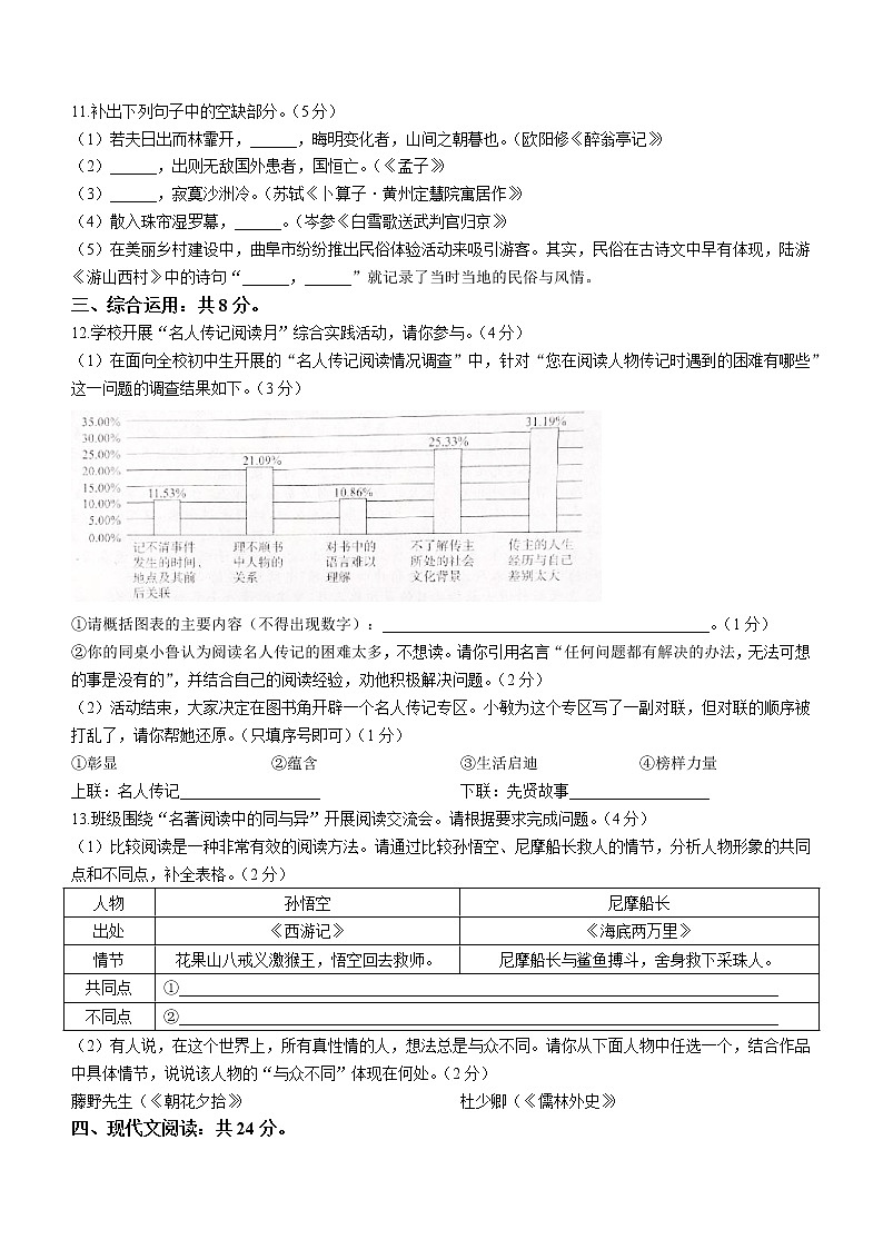 2023年山东省济宁市曲阜市中考一模语文试题（含答案）第3页