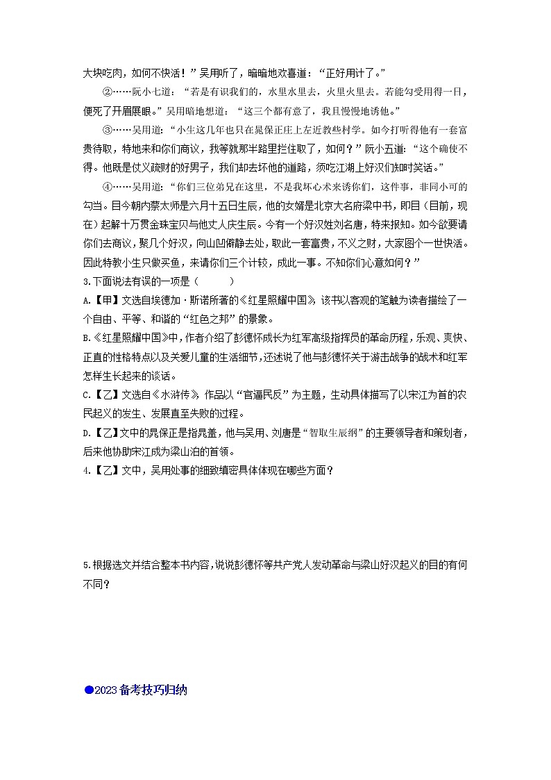 专题六     名著阅读（讲练综合）（原卷版）第2页