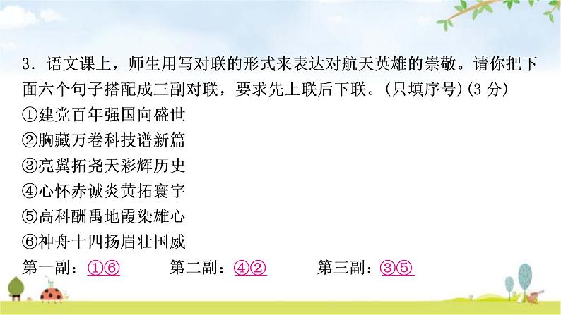 中考语文复习积累运用专题四对联、谜语作业课件05