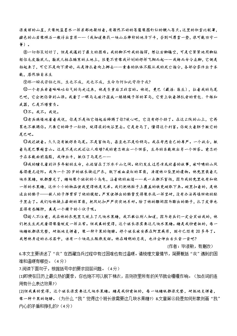2023年河南省信阳市息县中考模拟语文试题（含答案）第3页
